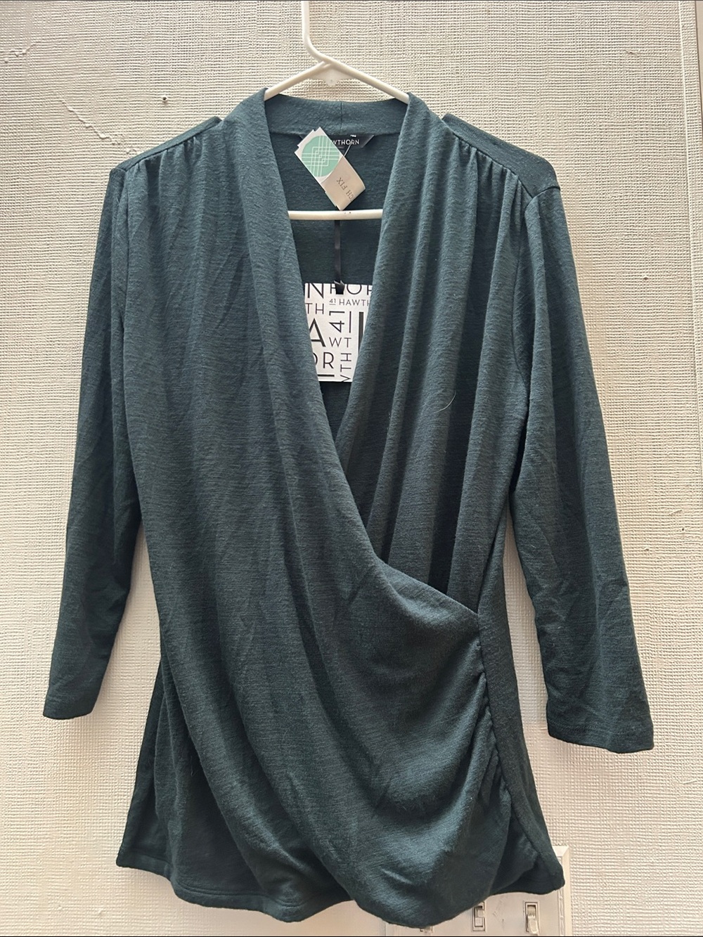 Anthropologie Teal Wrap-Style Blouse - Picture 1 of 2